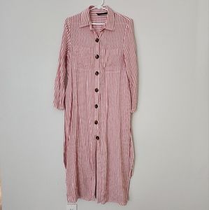 Zara Red White Stripe Tunic Shirt Dress